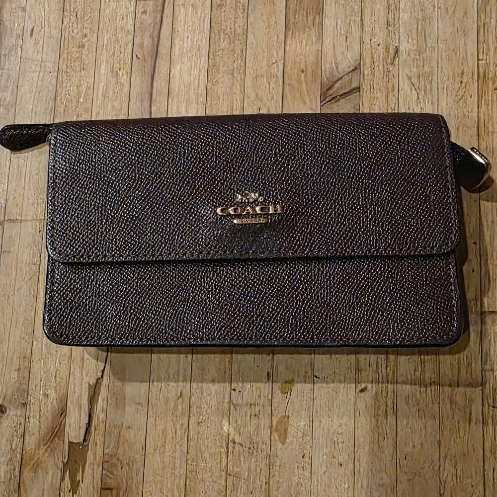 Coach Raspberry And Metallic Wine Leather Wallet